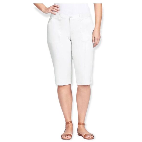 Gloria Vanderbilt Petites Crystal White Ribbed Utility Skimmer Capri Pants 4P - Picture 16 of 16